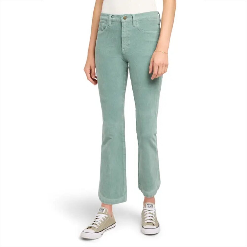 Faherty Flared ankle corduroy pants sea glass green jeans new women 32